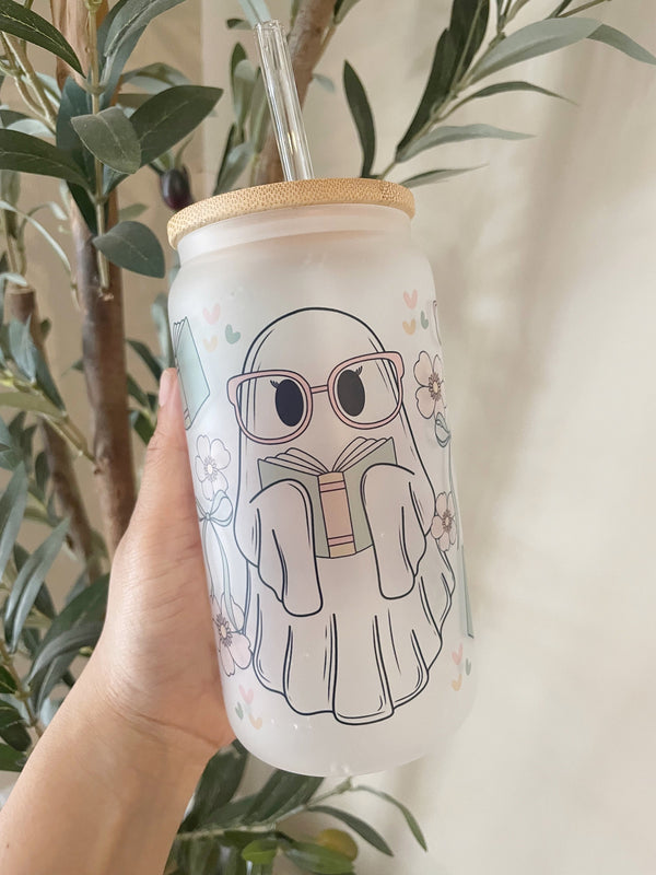 Book Lover Iced Coffee Tumbler Gift for Book Lover Bookworm Gift for Avid Reader Coffee Glass Can Tumbler Bookish Gift for Summer Reading