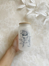 Personalized Birth Flower Tumbler Gift idea for Women Birth Flower Glass Cup for Best Friend Birthday Gift for Grandmas Garden Cup with Name