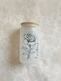 Personalized Birth Flower Tumbler Gift idea for Women Birth Flower Glass Cup for Best Friend Birthday Gift for Grandmas Garden Cup with Name