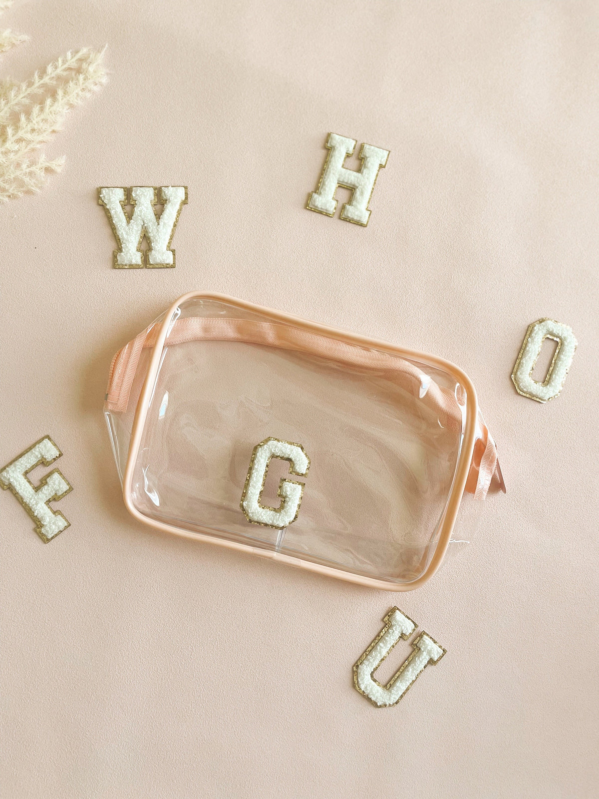 Personalized Cosmetic Makeup Bag Custom Chenille Letter Pouch Toiletry Travel Bag for Summer Travel Gift Pouch for Flower Girl Teen Gift