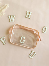 Personalized Cosmetic Makeup Bag Custom Chenille Letter Pouch Toiletry Travel Bag for Summer Travel Gift Pouch for Flower Girl Teen Gift