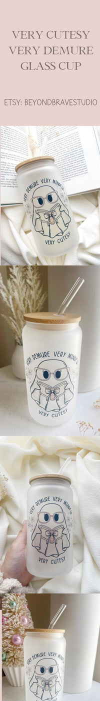 Very Demure Tumbler Book Glass Cup Gift for Book Lover Coffee Tumbler Cup for Bookish Gift Basket for Blind Date with a Book Gift Idea