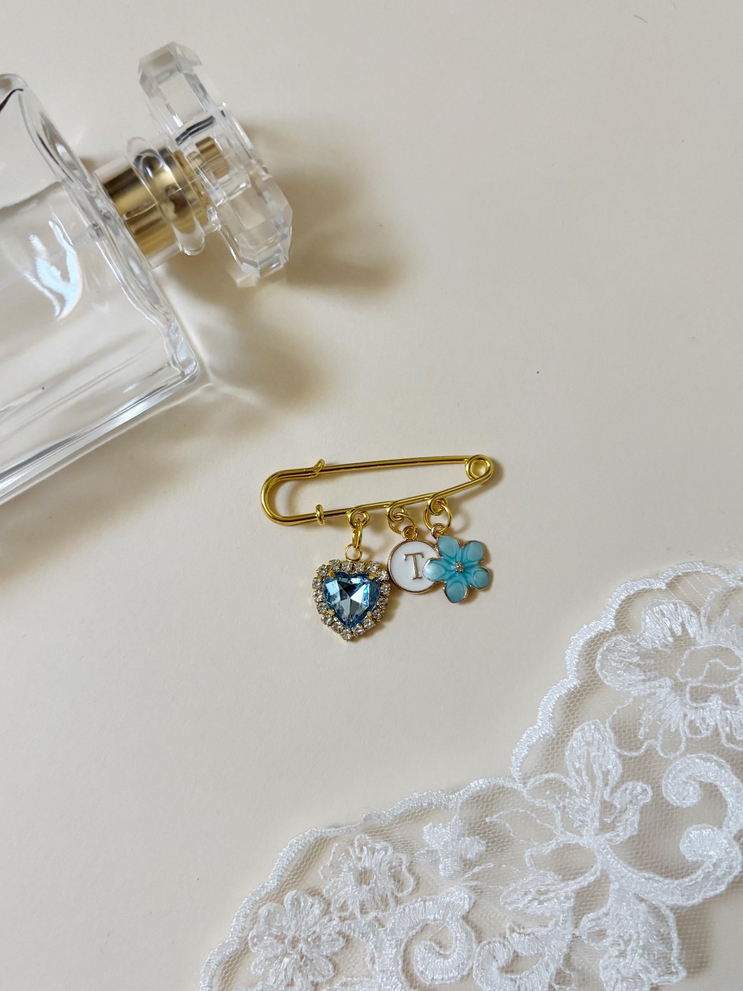 Gift for Bride Something Blue Gift for Bride Personalized Old Borrowed New Gift for Bride Wedding Keepsake Brooch Pin Daughter Wedding Gift