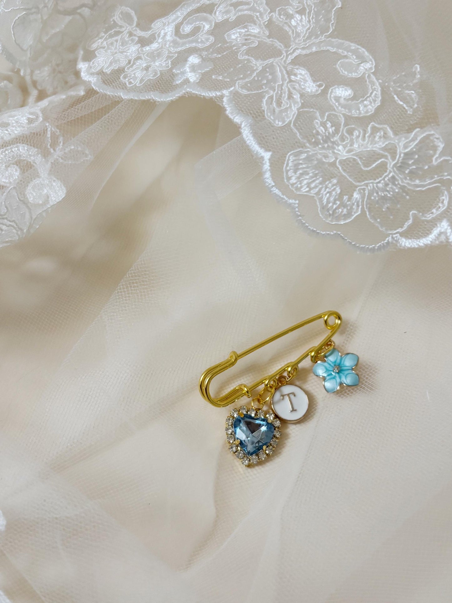 Gift for Bride Something Blue Gift for Bride Personalized Old Borrowed New Gift for Bride Wedding Keepsake Brooch Pin Daughter Wedding Gift