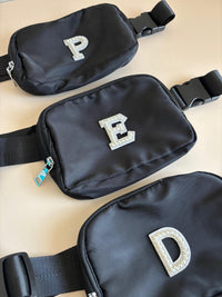 Personalized Bachelorette Fanny Belt Bag Custom Black Fanny Pack For Bachelorette Wedding Purse Bag Bridesmaid Initial Belt Bag Giftbox