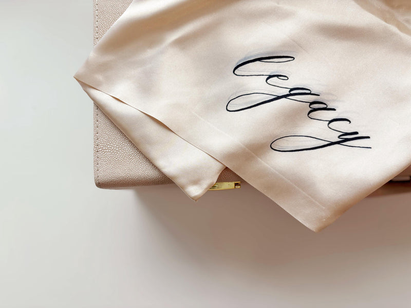 Personalized Monogram Satin Wedding Shoes Dust Bag for Day of Wedding Dress Keepsake Storage Bag Solution Accessory for Wedding Bride Gift