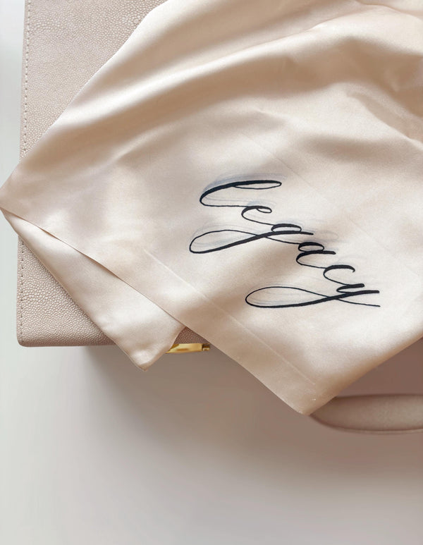 Personalized Monogram Satin Wedding Shoes Dust Bag for Day of Wedding Dress Keepsake Storage Bag Solution Accessory for Wedding Bride Gift
