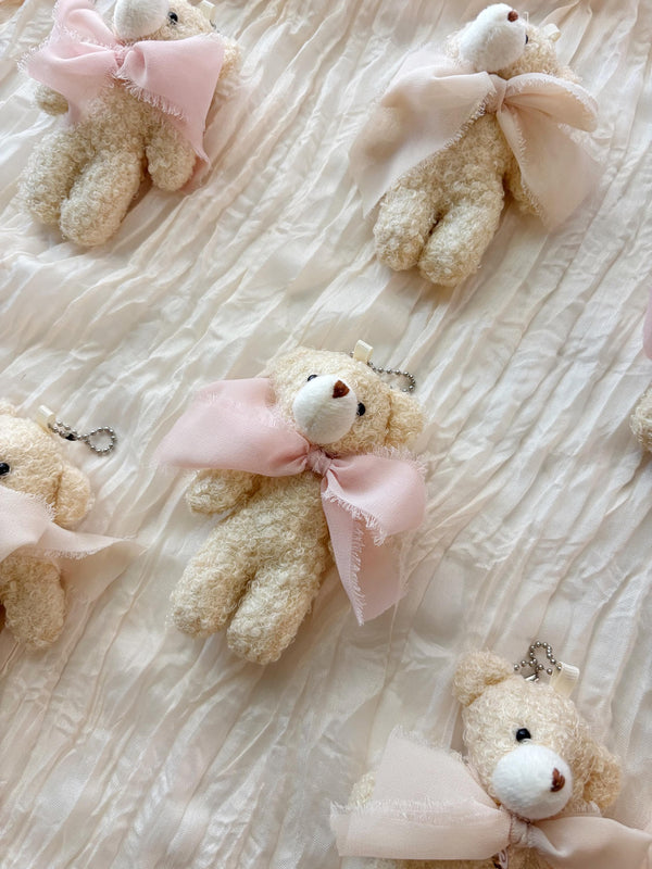 Personalized teddy bear purse keychain diaper backpack keychain charm preppy bear handbag custom tote bag bow charm favor for baby shower