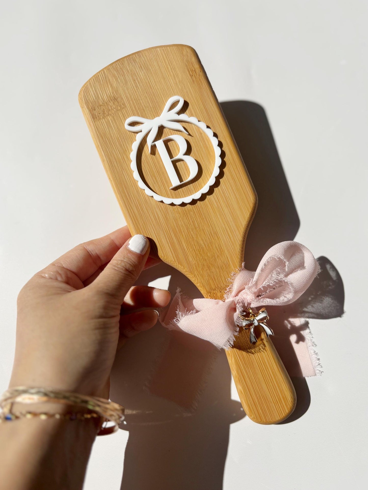 Personalized Wooden Name Paddle Hairbrush for Bridal Gift Custom Bow Vanity Brush Gift for Teen Daughter Birthday Gift for Sweet 16 Birthday