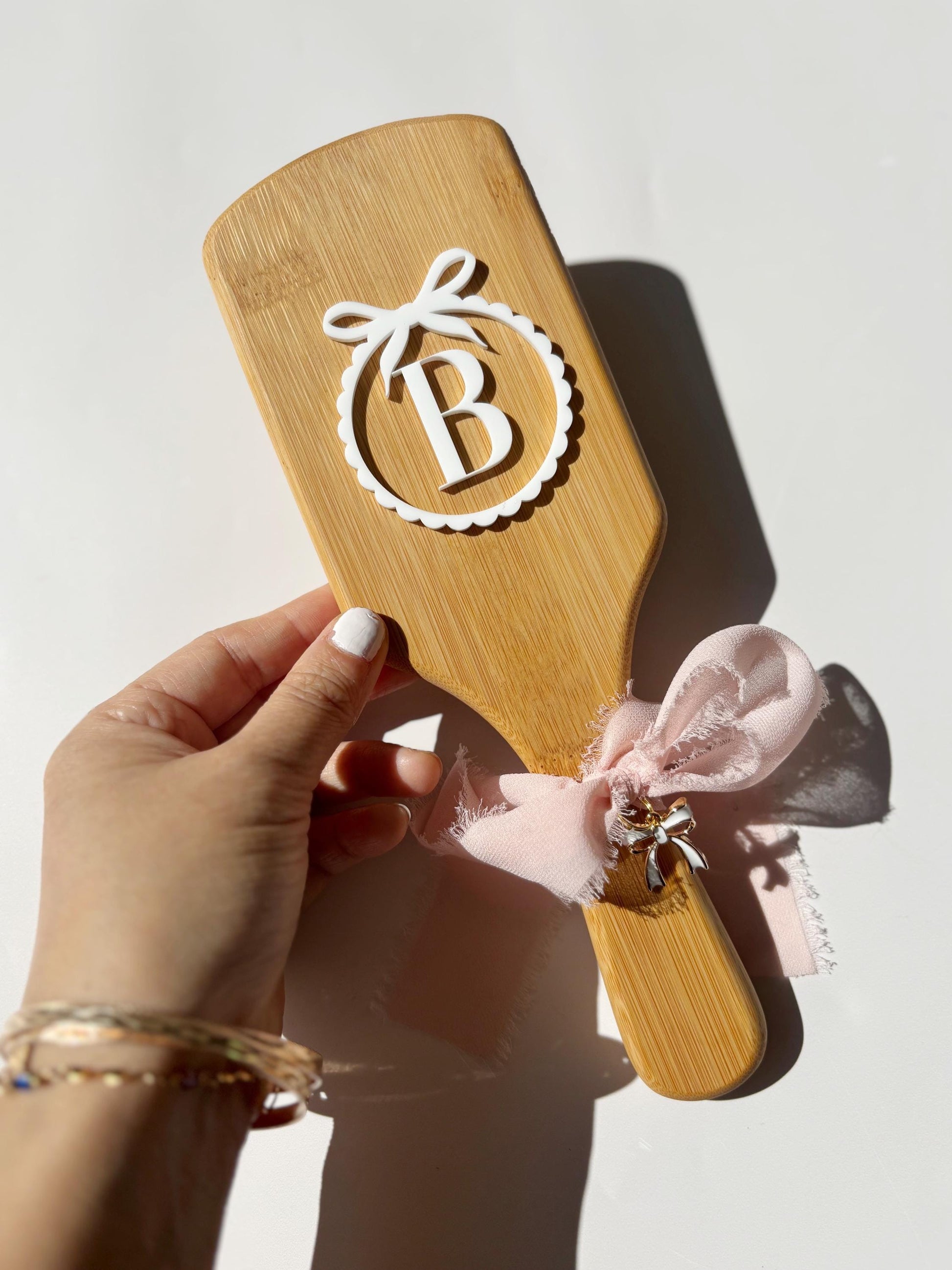 Personalized Wooden Name Paddle Hairbrush for Bridal Gift Custom Bow Vanity Brush Gift for Teen Daughter Birthday Gift for Sweet 16 Birthday