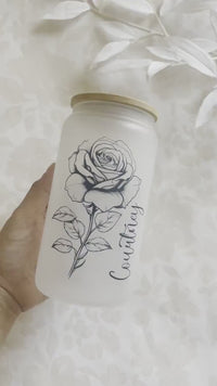 Personalized Birth Flower Tumbler Gift idea for Women Birth Flower Glass Cup for Best Friend Birthday Gift for Grandmas Garden Cup with Name